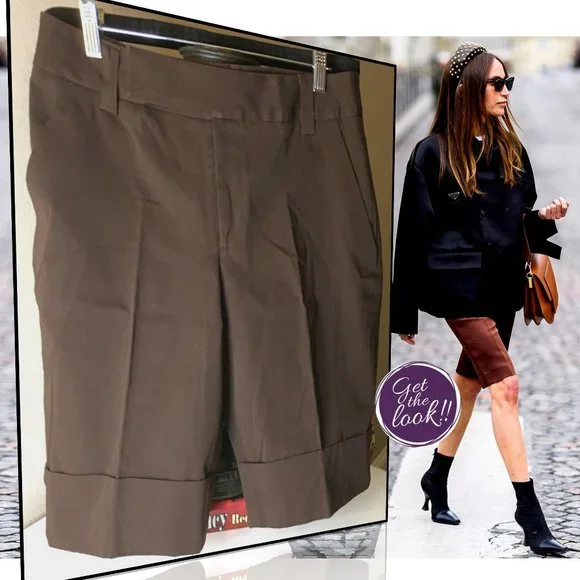 JOSEPHINE CHAUS Brown Cuffed Dress Shorts - Picture 1 of 7